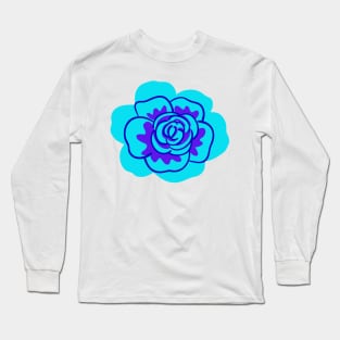 blue rose flower illustration Long Sleeve T-Shirt